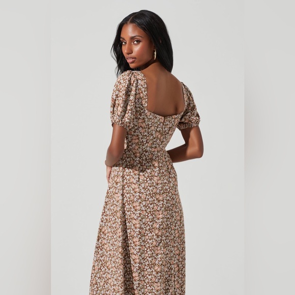 Astr the Label Lace Up Puff Sleeve Floral Midi Dress - Picture 6 of 16
